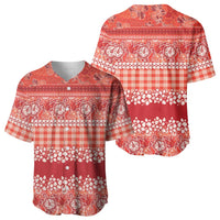 Hawaiian Hibiscus Honu Baseball Jersey Red Mele Kalikimaka Palaka Spirit - Polynesian Pride