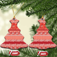 Hawaiian Hibiscus Honu Ceramic Ornament Red Mele Kalikimaka Palaka Spirit - Polynesian Pride