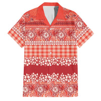 Hawaiian Hibiscus Honu Family Matching Mermaid Dress and Hawaiian Shirt Red Mele Kalikimaka Palaka Spirit LT9 Dad's Shirt - Short Sleeve Red - Polynesian Pride
