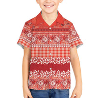 Hawaiian Hibiscus Honu Family Matching Summer Maxi Dress and Hawaiian Shirt Red Mele Kalikimaka Palaka Spirit LT9 - Polynesian Pride