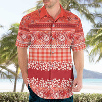 Hawaiian Hibiscus Honu Hawaiian Shirt Red Mele Kalikimaka Palaka Spirit - Polynesian Pride