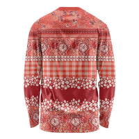 Hawaiian Hibiscus Honu Long Sleeve Shirt Red Mele Kalikimaka Palaka Spirit - Polynesian Pride