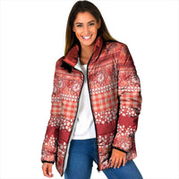Hawaiian Hibiscus Honu Padded Jacket Red Mele Kalikimaka Palaka Spirit - Polynesian Pride