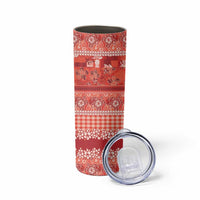 Hawaiian Hibiscus Honu Skinny Tumbler Red Mele Kalikimaka Palaka Spirit - Polynesian Pride