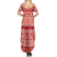Hawaiian Hibiscus Honu Summer Maxi Dress Red Mele Kalikimaka Palaka Spirit LT9 - Polynesian Pride