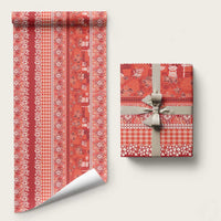 Hawaiian Hibiscus Honu Wrapping Paper Red Mele Kalikimaka Palaka Spirit - Polynesian Pride