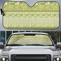 Hawaiian Hibiscus Honu Auto Sun Shade Sage Green Mele Kalikimaka Palaka Spirit - Polynesian Pride