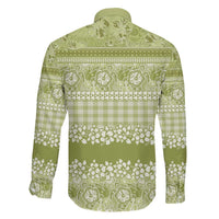 Hawaiian Hibiscus Honu Family Matching Long Sleeve Bodycon Dress and Hawaiian Shirt Sage Green Mele Kalikimaka Palaka Spirit LT9 - Polynesian Pride