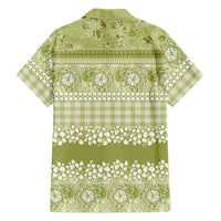 Hawaiian Hibiscus Honu Family Matching Off Shoulder Short Dress and Hawaiian Shirt Sage Green Mele Kalikimaka Palaka Spirit LT9 - Polynesian Pride