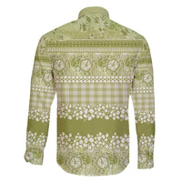 Hawaiian Hibiscus Honu Family Matching Off Shoulder Short Dress and Hawaiian Shirt Sage Green Mele Kalikimaka Palaka Spirit - Polynesian Pride