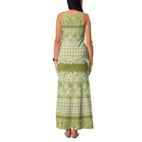 Hawaiian Hibiscus Honu Family Matching Tank Maxi Dress and Hawaiian Shirt Sage Green Mele Kalikimaka Palaka Spirit LT9 - Polynesian Pride