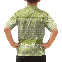 Hawaiian Hibiscus Honu Kid Hawaiian Shirt Sage Green Mele Kalikimaka Palaka Spirit LT9 - Polynesian Pride