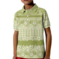 Hawaiian Hibiscus Honu Kid Polo Shirt Sage Green Mele Kalikimaka Palaka Spirit LT9 Kid Sage Green - Polynesian Pride