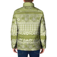 Hawaiian Hibiscus Honu Padded Jacket Sage Green Mele Kalikimaka Palaka Spirit - Polynesian Pride