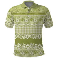 Hawaiian Hibiscus Honu Polo Shirt Sage Green Mele Kalikimaka Palaka Spirit LT9 Sage Green - Polynesian Pride