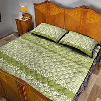 Hawaiian Hibiscus Honu Quilt Bed Set Sage Green Mele Kalikimaka Palaka Spirit - Polynesian Pride