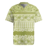 Hawaiian Hibiscus Honu Rugby Jersey Sage Green Mele Kalikimaka Palaka Spirit LT9 Sage Green - Polynesian Pride