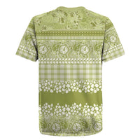 Hawaiian Hibiscus Honu Rugby Jersey Sage Green Mele Kalikimaka Palaka Spirit LT9 - Polynesian Pride