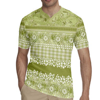 Hawaiian Hibiscus Honu Rugby Jersey Sage Green Mele Kalikimaka Palaka Spirit LT9 - Polynesian Pride