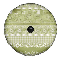 Hawaiian Hibiscus Honu Spare Tire Cover Sage Green Mele Kalikimaka Palaka Spirit - Polynesian Pride