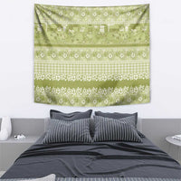 Hawaiian Hibiscus Honu Tapestry Sage Green Mele Kalikimaka Palaka Spirit - Polynesian Pride