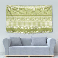 Hawaiian Hibiscus Honu Tapestry Sage Green Mele Kalikimaka Palaka Spirit - Polynesian Pride