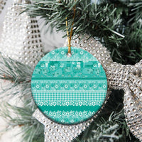 Hawaiian Hibiscus Honu Ceramic Ornament Turquoise Mele Kalikimaka Palaka Spirit - Polynesian Pride