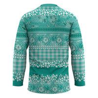 Hawaiian Hibiscus Honu Hockey Jersey Turquoise Mele Kalikimaka Palaka Spirit - Polynesian Pride