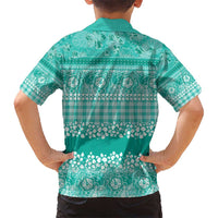 Hawaiian Hibiscus Honu Kid Hawaiian Shirt Turquoise Mele Kalikimaka Palaka Spirit LT9 - Polynesian Pride