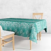 Hawaiian Hibiscus Honu Tablecloth Turquoise Mele Kalikimaka Palaka Spirit - Polynesian Pride