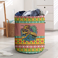 Hawaiian Pineapples Skull Laundry Basket Mele Kalikimaka Palaka Quilt Pattern LT9 Yellow - Polynesian Pride