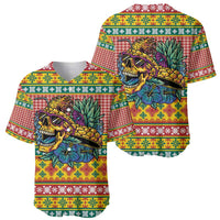 Hawaiian Pineapples Skull Baseball Jersey Mele Kalikimaka Palaka Quilt Pattern - Polynesian Pride