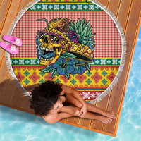 Hawaiian Pineapples Skull Beach Blanket Mele Kalikimaka Palaka Quilt Pattern - Polynesian Pride