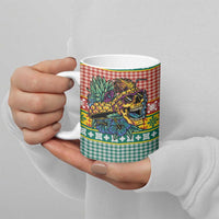 Hawaiian Pineapples Skull Ceramic Mug Mele Kalikimaka Palaka Quilt Pattern - Polynesian Pride