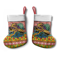Hawaiian Pineapples Skull Christmas Stocking Mele Kalikimaka Palaka Quilt Pattern - Polynesian Pride