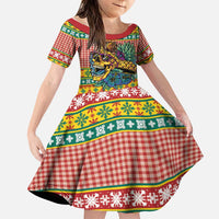 Hawaiian Pineapples Skull Family Matching Mermaid Dress and Hawaiian Shirt Mele Kalikimaka Palaka Quilt Pattern - Polynesian Pride