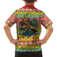 Hawaiian Pineapples Skull Family Matching Off Shoulder Maxi Dress and Hawaiian Shirt Mele Kalikimaka Palaka Quilt Pattern LT9 - Polynesian Pride