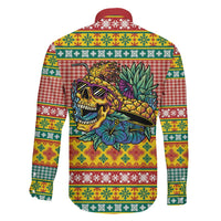 Hawaiian Pineapples Skull Family Matching Short Sleeve Bodycon Dress and Hawaiian Shirt Mele Kalikimaka Palaka Quilt Pattern - Polynesian Pride