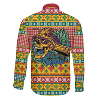 Hawaiian Pineapples Skull Family Matching Summer Maxi Dress and Hawaiian Shirt Mele Kalikimaka Palaka Quilt Pattern - Polynesian Pride