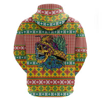 Hawaiian Pineapples Skull Hoodie Mele Kalikimaka Palaka Quilt Pattern - Polynesian Pride
