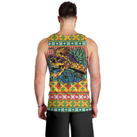 Hawaiian Pineapples Skull Men Tank Top Mele Kalikimaka Palaka Quilt Pattern - Polynesian Pride