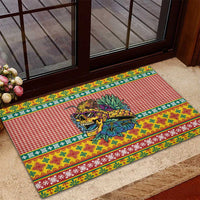 Hawaiian Pineapples Skull Rubber Doormat Mele Kalikimaka Palaka Quilt Pattern - Polynesian Pride