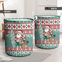 Hawaiian Funny Santa Surf Laundry Basket Mele Kalikimaka Palaka Quilt Pattern - Polynesian Pride