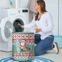 Hawaiian Funny Santa Surf Laundry Basket Mele Kalikimaka Palaka Quilt Pattern - Polynesian Pride