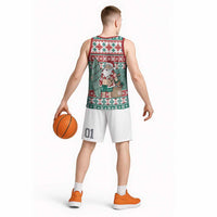 Hawaiian Funny Santa Surf Basketball Jersey Mele Kalikimaka Palaka Quilt Pattern - Polynesian Pride