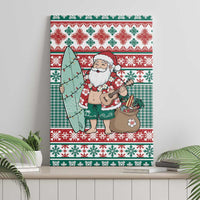 Hawaiian Funny Santa Surf Canvas Wall Art Mele Kalikimaka Palaka Quilt Pattern - Polynesian Pride