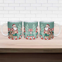 Hawaiian Funny Santa Surf Ceramic Mug Mele Kalikimaka Palaka Quilt Pattern - Polynesian Pride