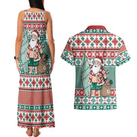 Hawaiian Funny Santa Surf Couples Matching Tank Maxi Dress and Hawaiian Shirt Mele Kalikimaka Palaka Quilt Pattern LT9 - Polynesian Pride