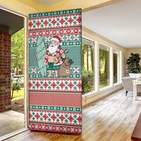 Hawaiian Funny Santa Surf Door Cover Mele Kalikimaka Palaka Quilt Pattern - Polynesian Pride