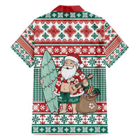 Hawaiian Funny Santa Surf Family Matching Off The Shoulder Long Sleeve Dress and Hawaiian Shirt Mele Kalikimaka Palaka Quilt Pattern - Polynesian Pride